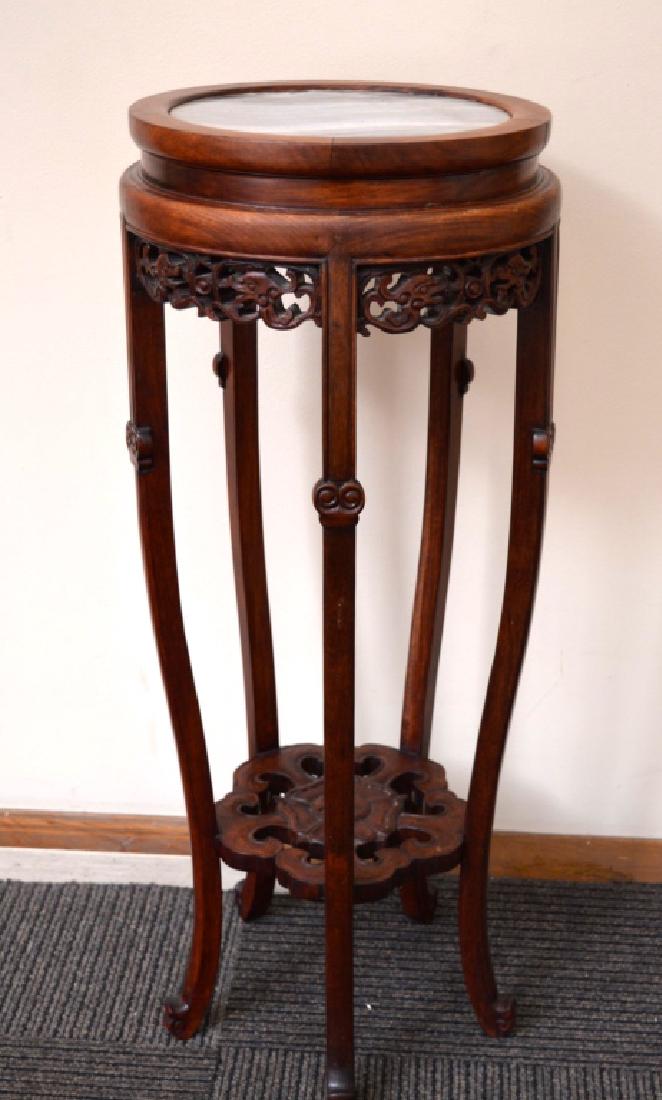 Chinese 5-Legged Round Incense Table w Marble (1 of 8)