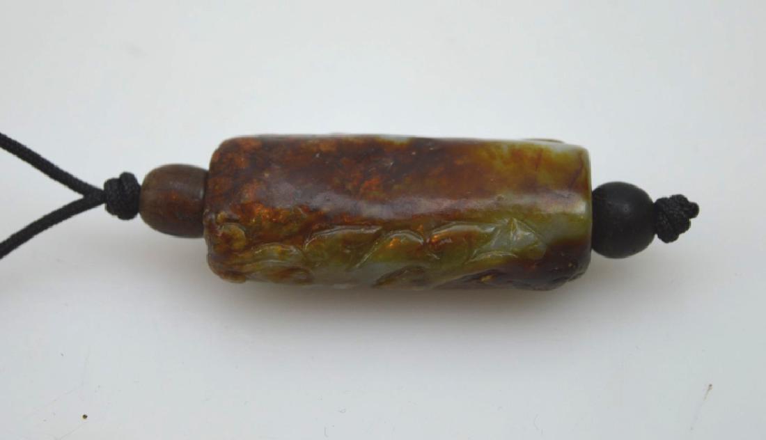 Chinese Archaic Russet Jade Bead w Dragons HK Coll (1 of 6)