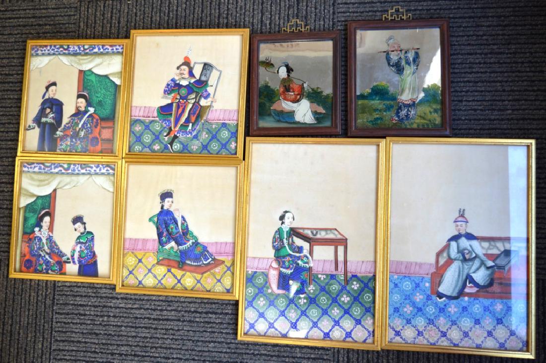 Eight 19th C Chinese Paintings in Frames (1 of 8)