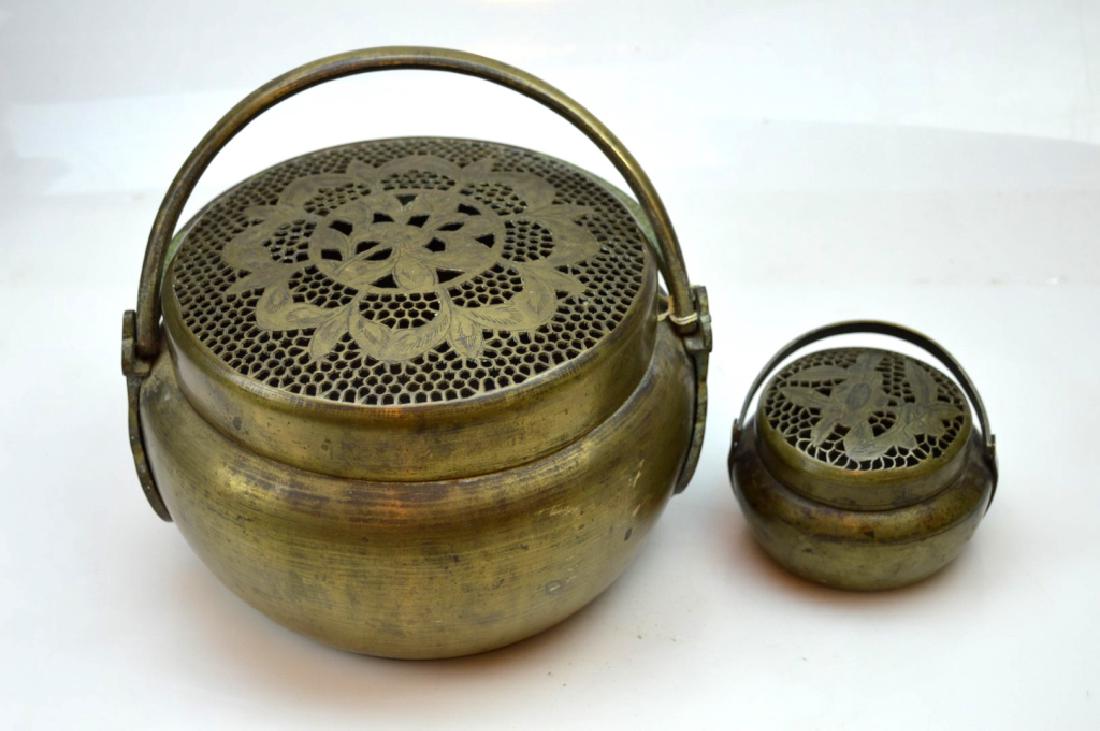 2 - Old Pierced Bronze Chinese Hand Warmers (1 of 6)