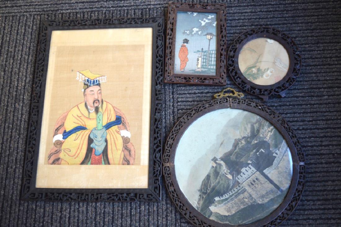 Four Good 19th C Chinese Carved Hardwood Frames (1 of 5)