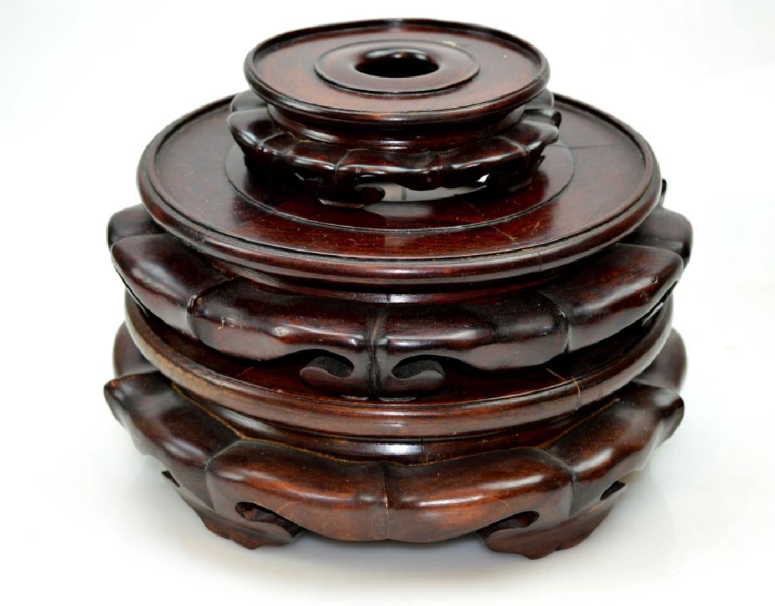 3 - Good Chinese Carved Round Hardwood Stands (1 of 6)