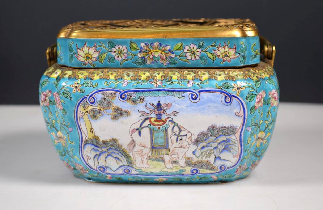 Fine Chinese Canton Enamel & Gilt Bronze Warmer (1 of 8)