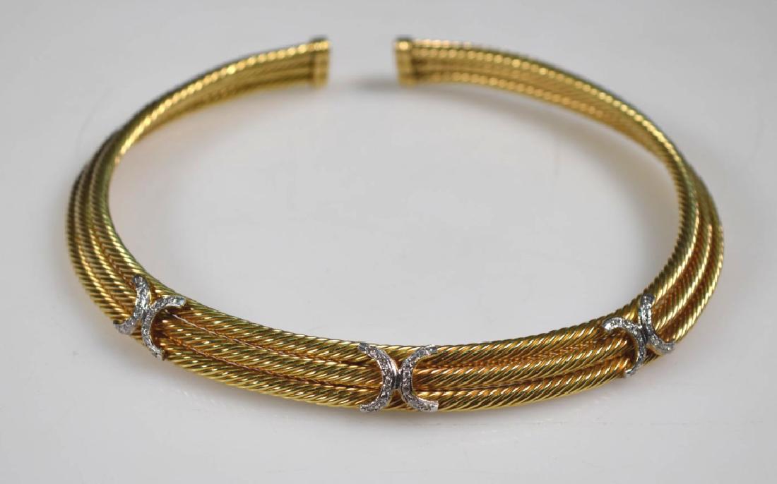 Yellow & White Gold "14K" Torque Necklace; 56.6G