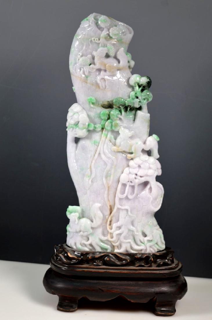 Large Chinese Jadeite Squirrel & Grape Carving (1 of 7)