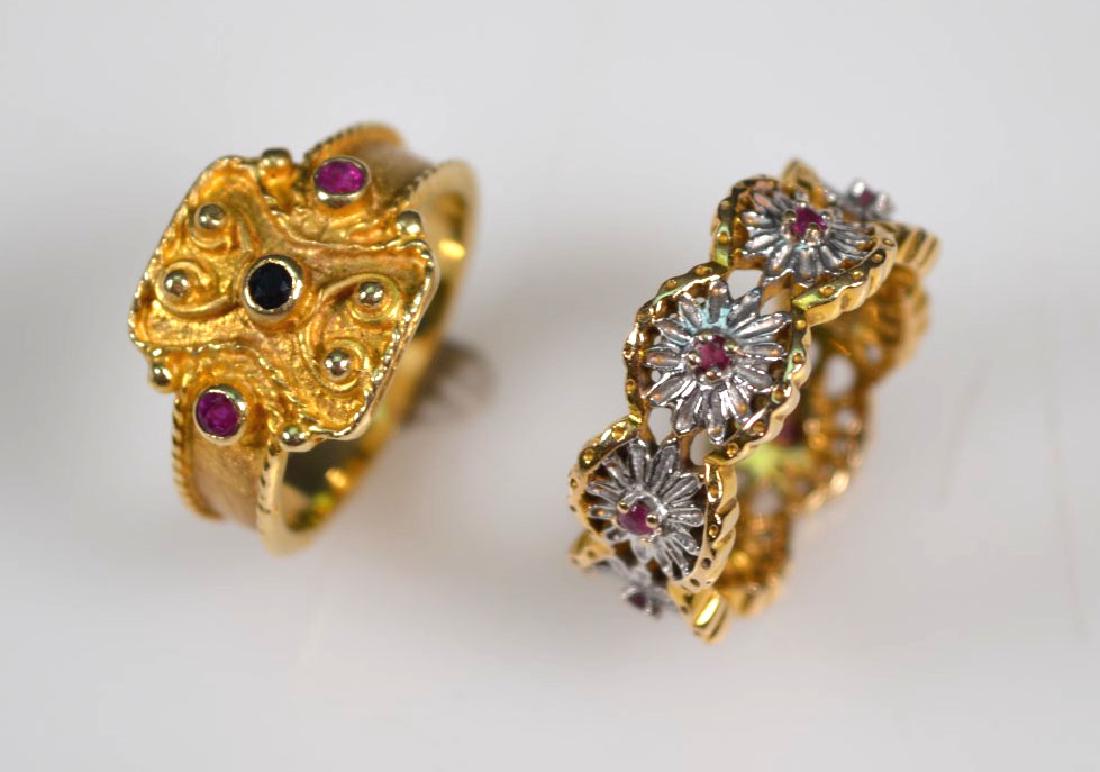 Two 14K Gold Rings set with Rubies; 11.6G (1 of 5)