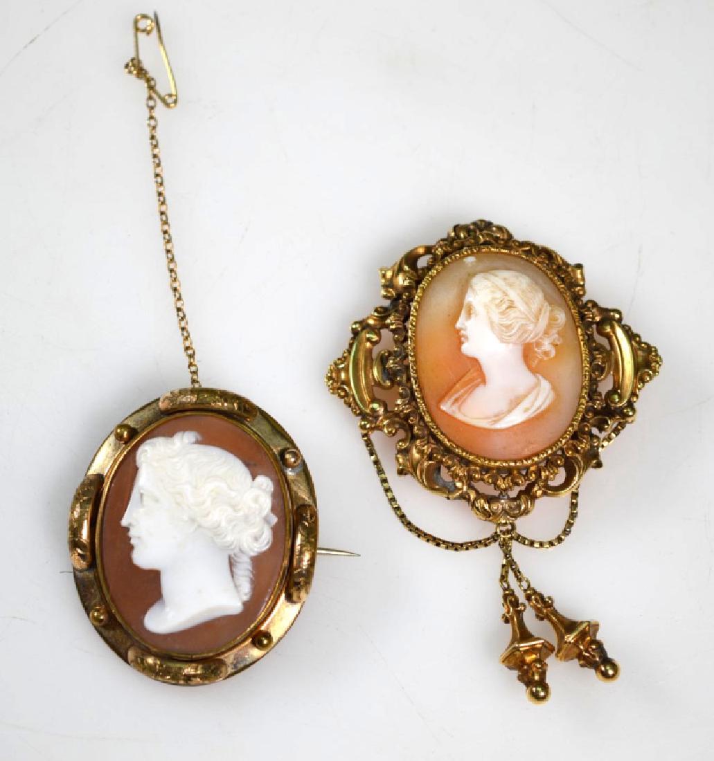 2 Victorian Shell Cameo Brooch in Yellow Gold (1 of 7)