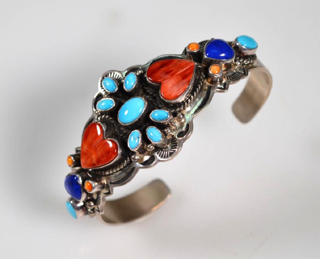 Native American Sterling & Gemstone Bangle; 41G (1 of 4)