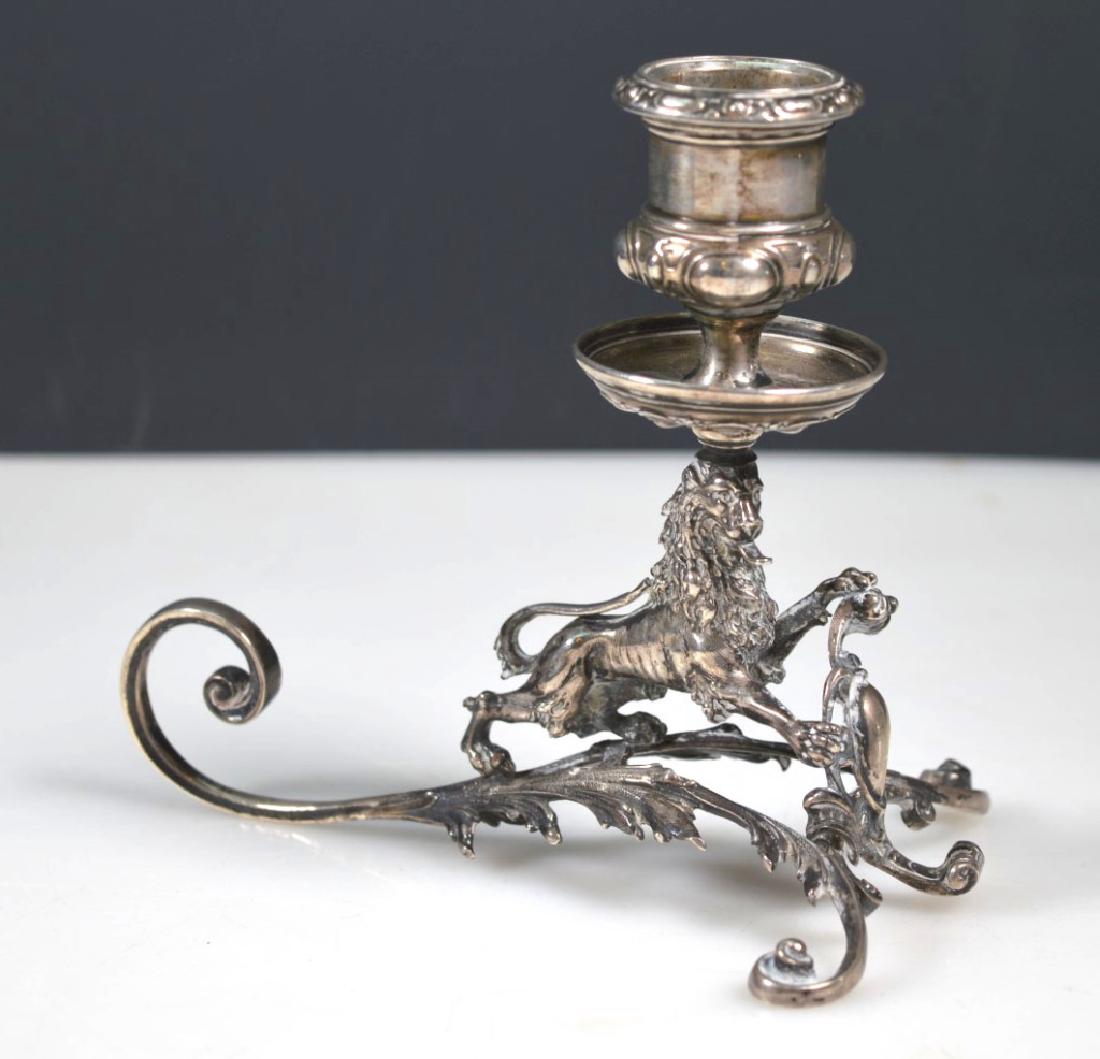 German Silver Marked "800" Lion Candlestick (1 of 7)