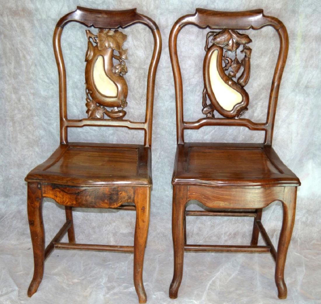 Pr Chinese Carved Huali Hardwood Side Chairs (1 of 8)
