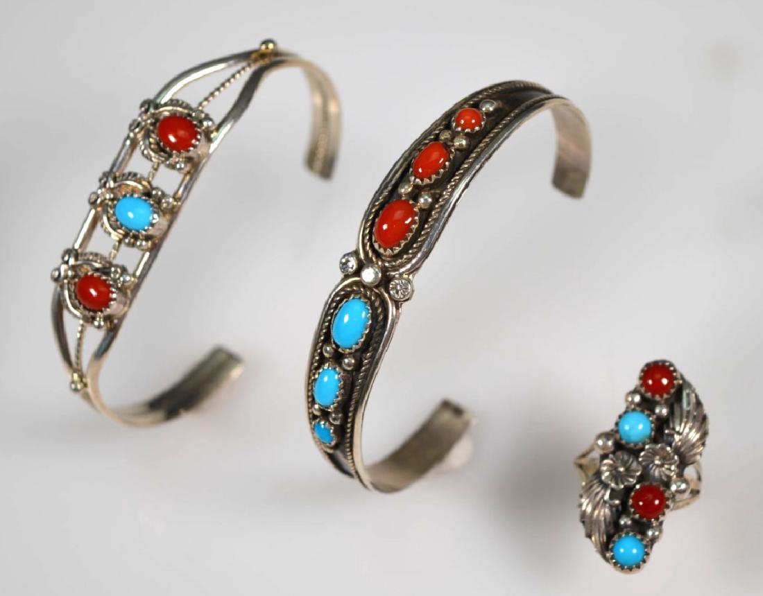 Three Native American Sterling; 2 Bangles &1 Ring (1 of 6)