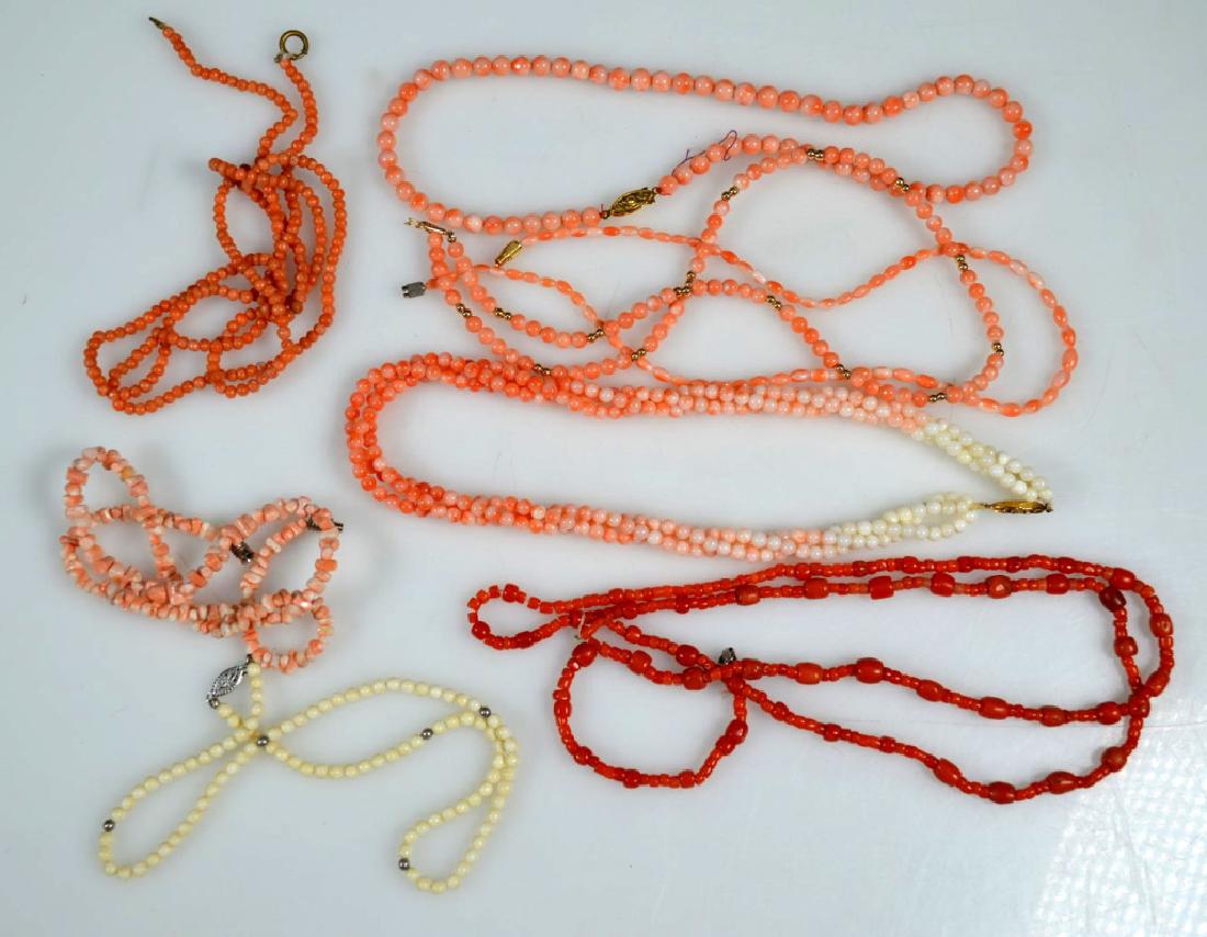 Seven Assorted Coral Bead Necklaces; 120G (1 of 4)