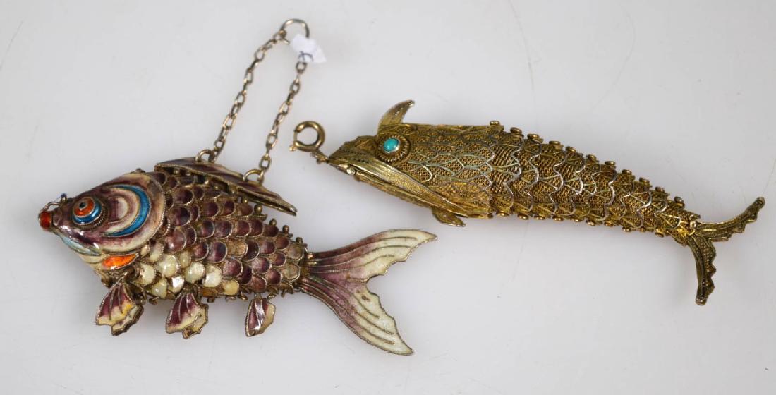 Two Chinese Gilt Silver & Enameled Fish Pendants (1 of 4)