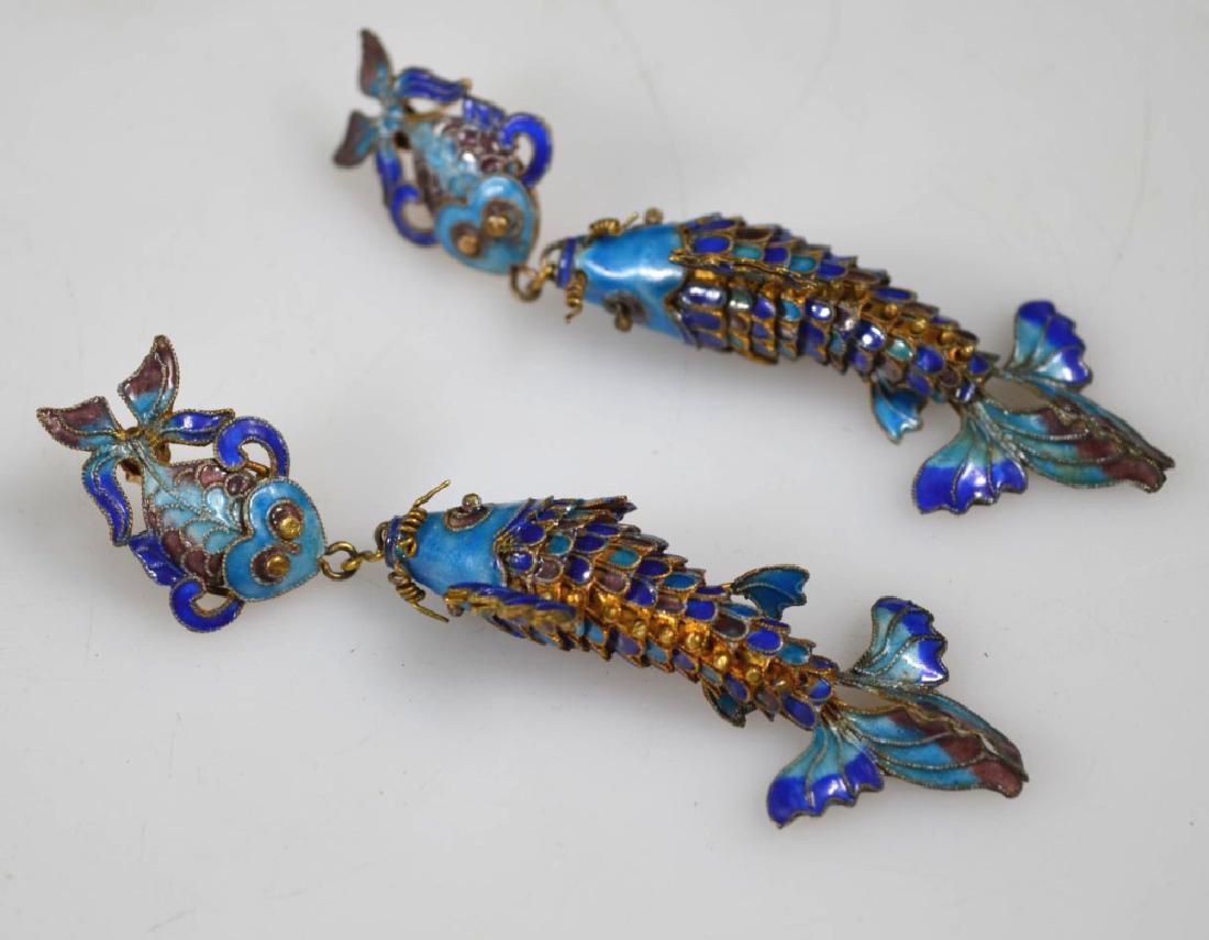 Chinese Gilt & Enameled Articulated Fish Earrings (1 of 5)