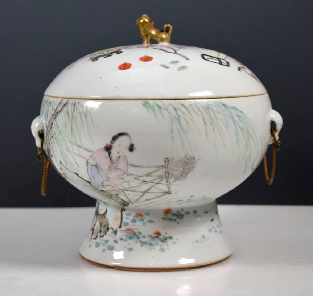 19th C Chinese Artist-Painted Porcelain Stem Bowl (1 of 9)
