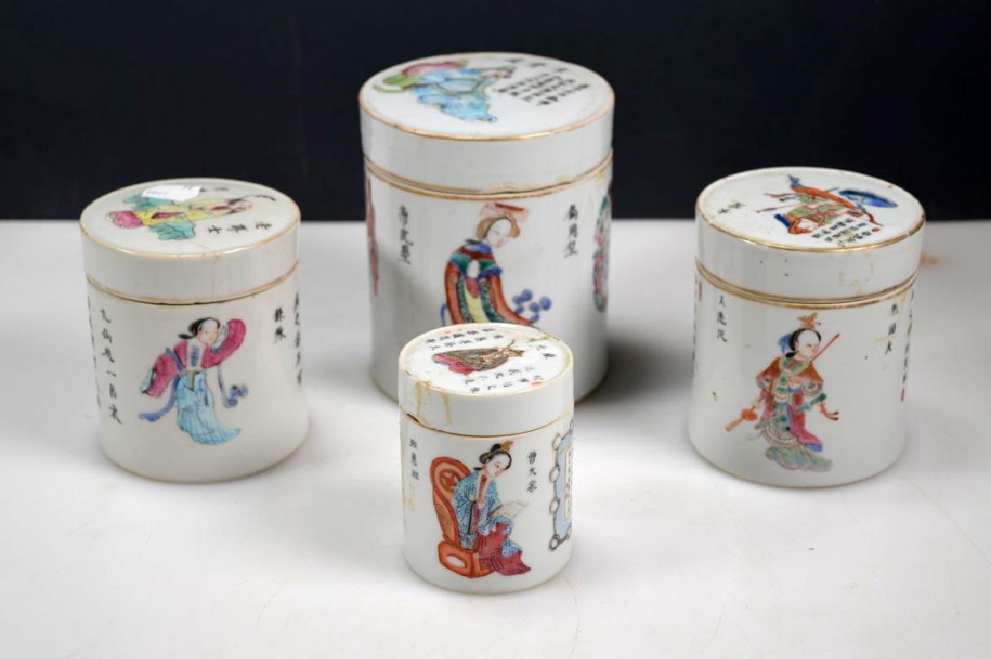 4 - 19thC Chinese Enameled Porcelain Jars & Covers (1 of 8)