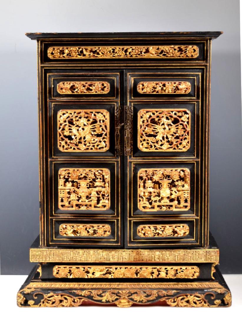Chinese Canton Gold Lacquer Small Cabinet (1 of 9)