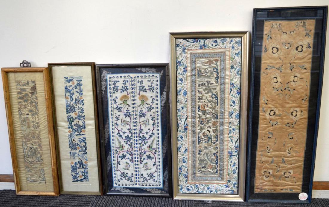 5 - Framed Antique Chinese Sleeve Embroideries (1 of 7)