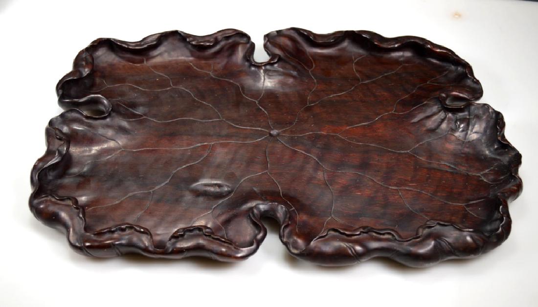 Well Carved Chinese Lychee Wood Leaf Tray (1 of 7)