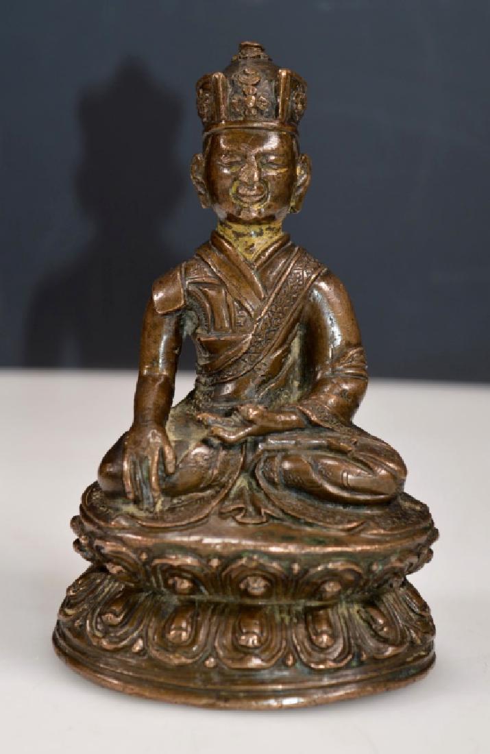 Qing Dynasty Tibetan Bronze Seated Lama (1 of 8)
