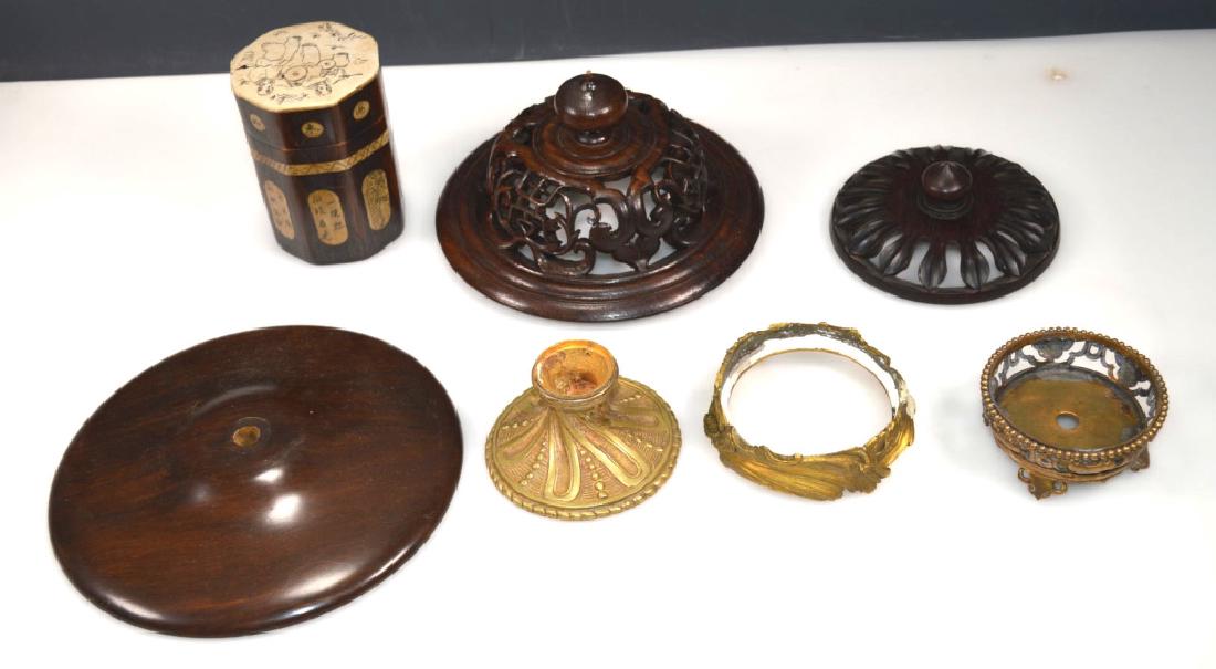 7 Pieces; 3 Chinese Hardwood Covers; Ormoulu, Etc. (1 of 8)