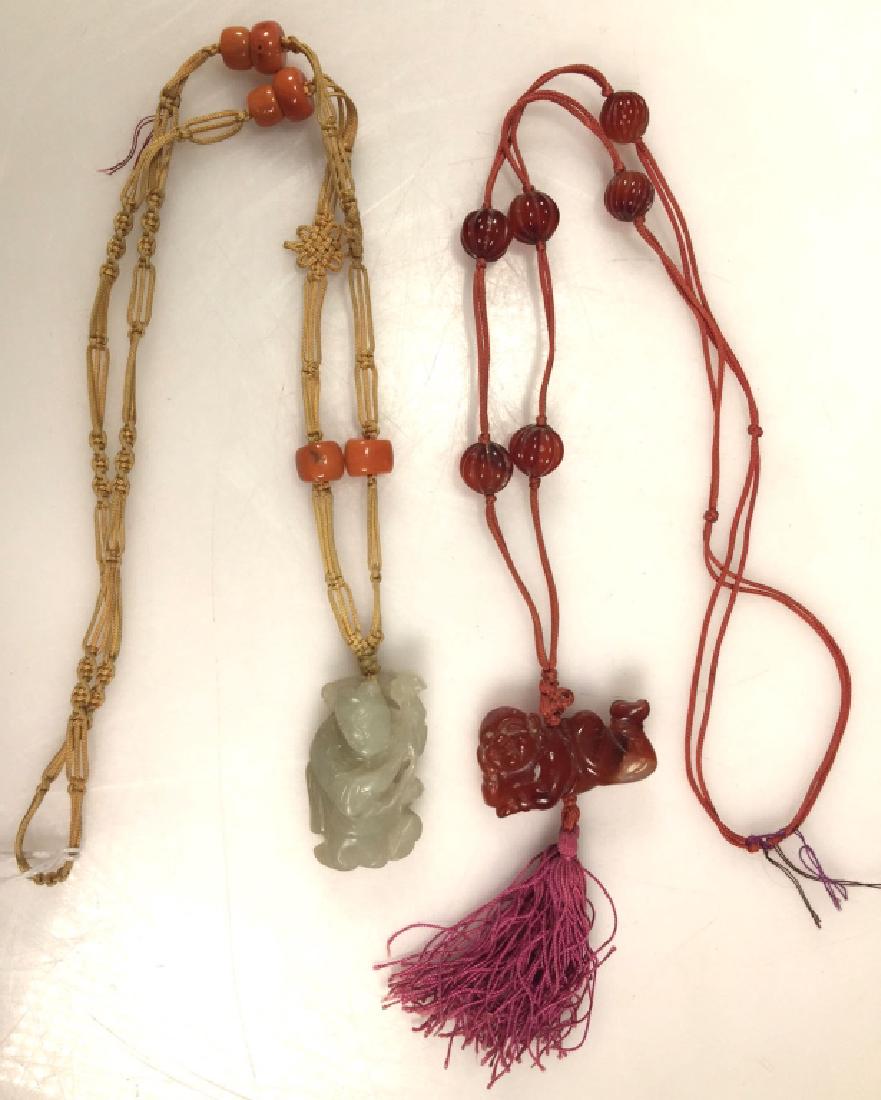 2 Chinese Hardstone & Coral Bead Necklaces (1 of 10)