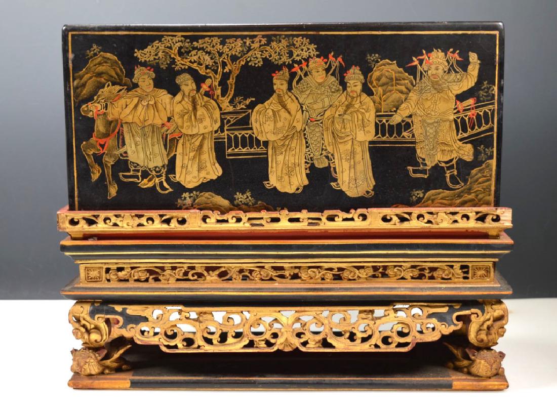 Chinese Carved Guangdong Lacquer Box on Stand (1 of 8)