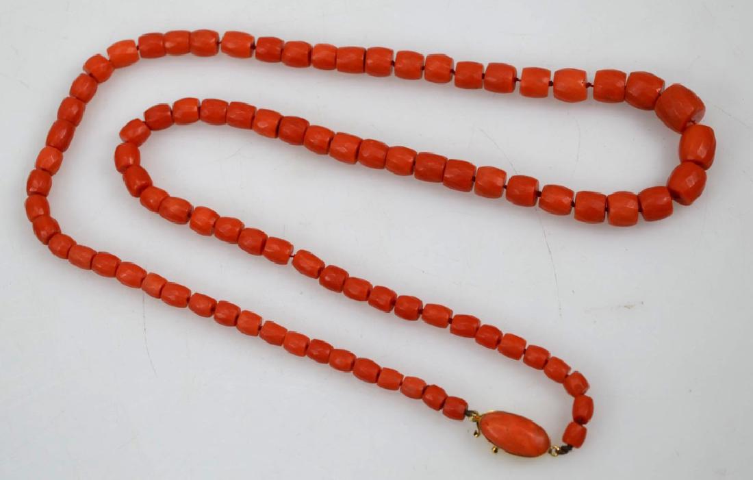 Antique Coral Bead Necklace, 18K Closure; 53.8G (1 of 6)