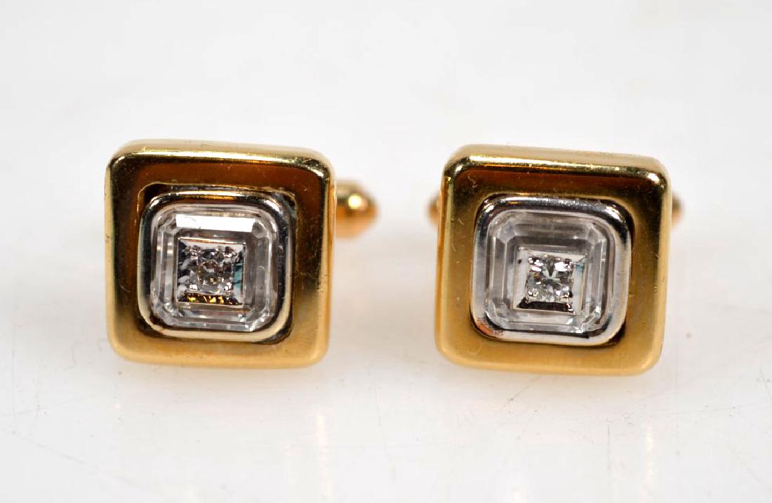 Custom Vintage 14K, Rock Crystal Diamond Cufflinks (1 of 5)