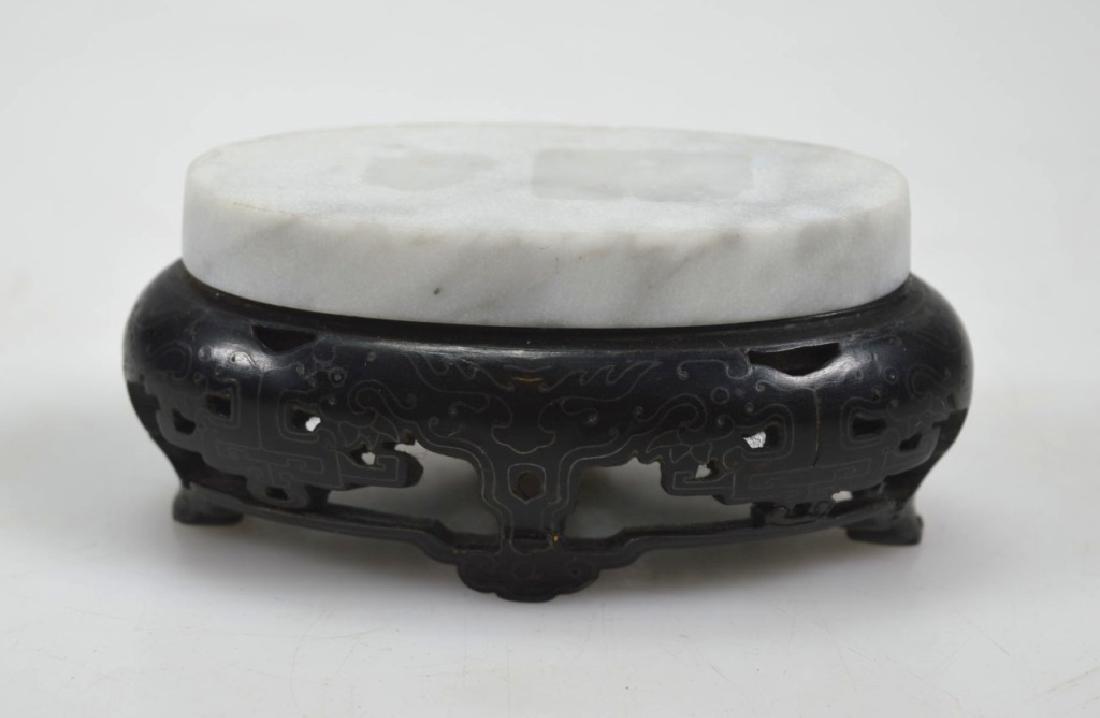 Antique Chinese Silver Wire Inlaid Hardwood Stand (1 of 5)