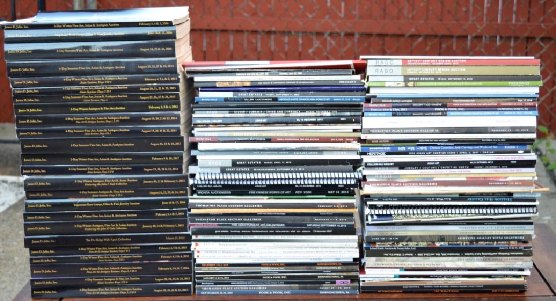 120 Assorted US Auction Catalogues, incl Asian Art: 120 Assorted US Auction Catalogues; 24 James D. Julia Fine Art Antiques and Asian Art 2012-2017; 96 catalogues including Pook & Pook, Thomaston Place Auction, Michaan, Doyle Rago, Heritage, Nadeau, et