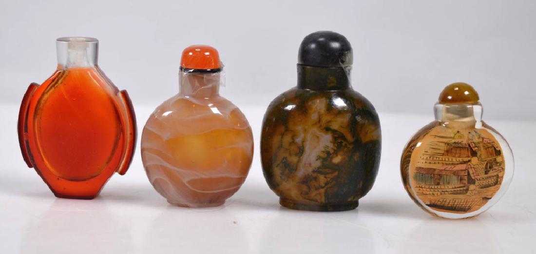 4-Chinese Snuff Bottles; 3 Glass; 1 Moss Agate (1 of 4)