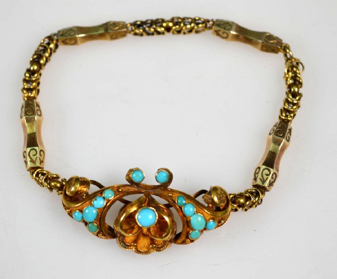 Victorian Yellow Gold & Turquoise Bracelet (1 of 4)