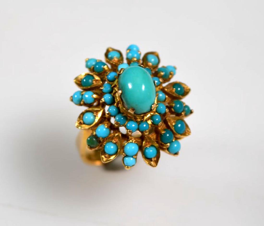 Vintage 18K Yellow Gold & Turquoise Cocktail Ring (1 of 4)