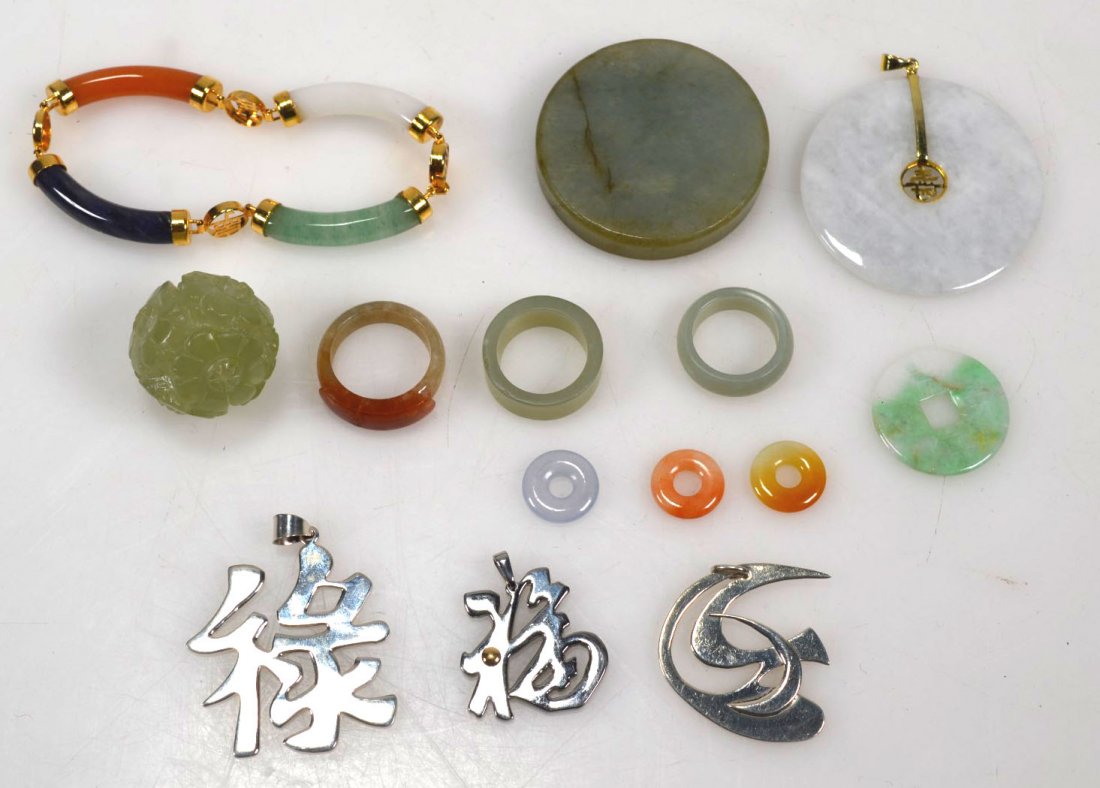 Fourteen Items Chinese Jade, Jadeite, Hardstone (1 of 9)