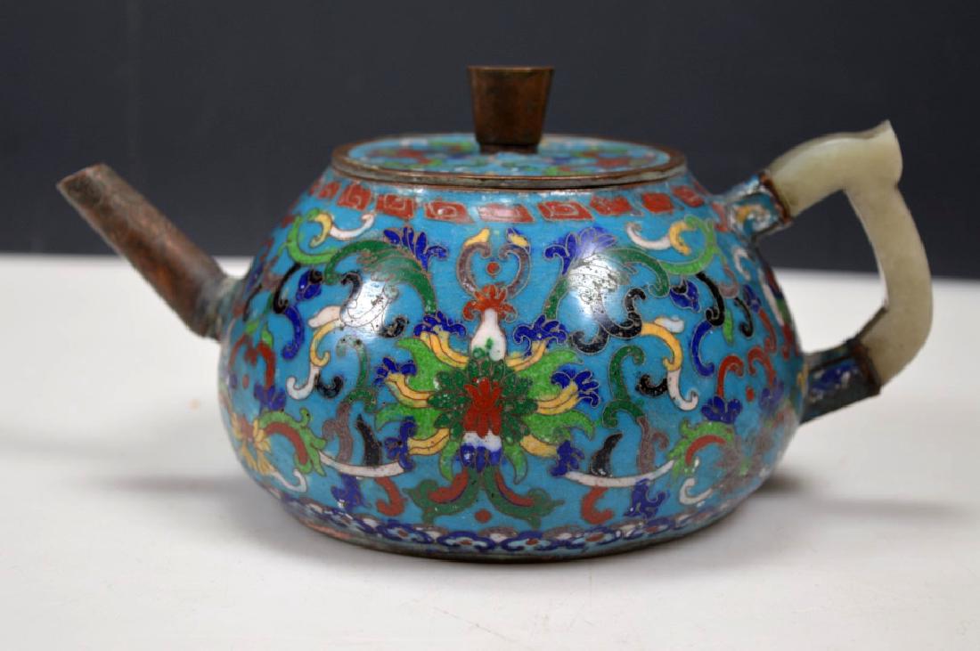 Antique Chinese Cloisonne Enameled Bronze Teapot (1 of 6)