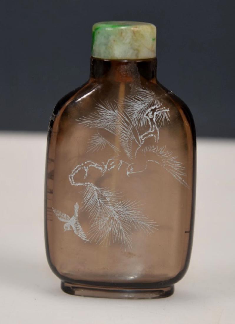 18C Chinese Tea Crystal Snuff; Diamond Engraved (1 of 6)