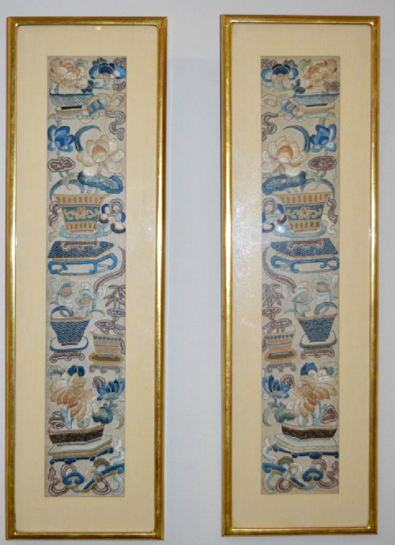 Qing Dynasty Chinese Embroidered Silk Sleeve Ends (1 of 7)