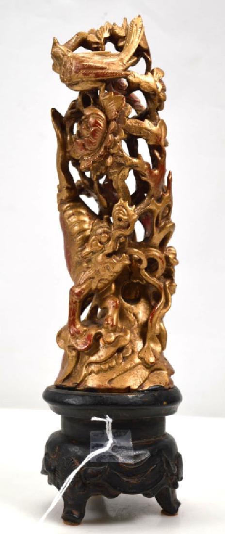 Chinese Qing Red & Gold Lacquer Carving on Stand (1 of 5)