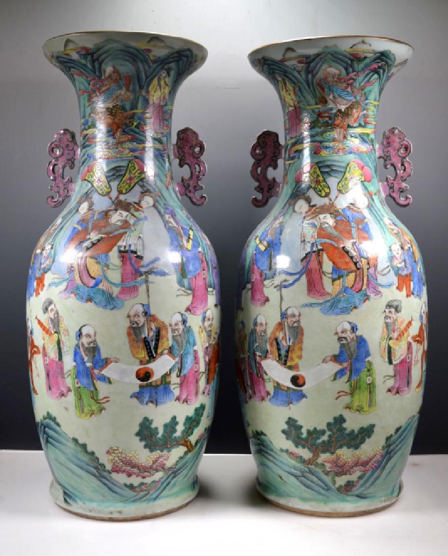 Lg Pr 19th C Chinese Famille Rose Immortals Vases (1 of 10)