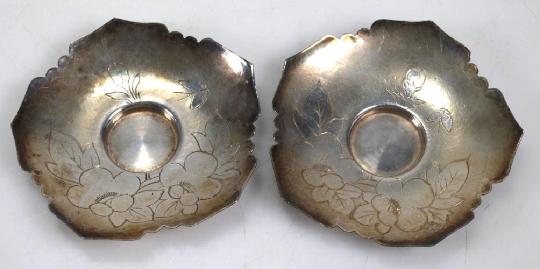 Pair Antique Japanese Silver Teacup Saucers (1 of 4)