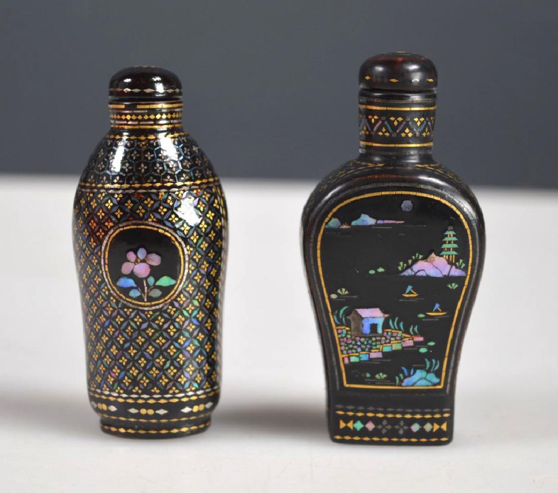 Two 18th/19th C Chinese Lac Burgaute Snuff Bottles (1 of 6)