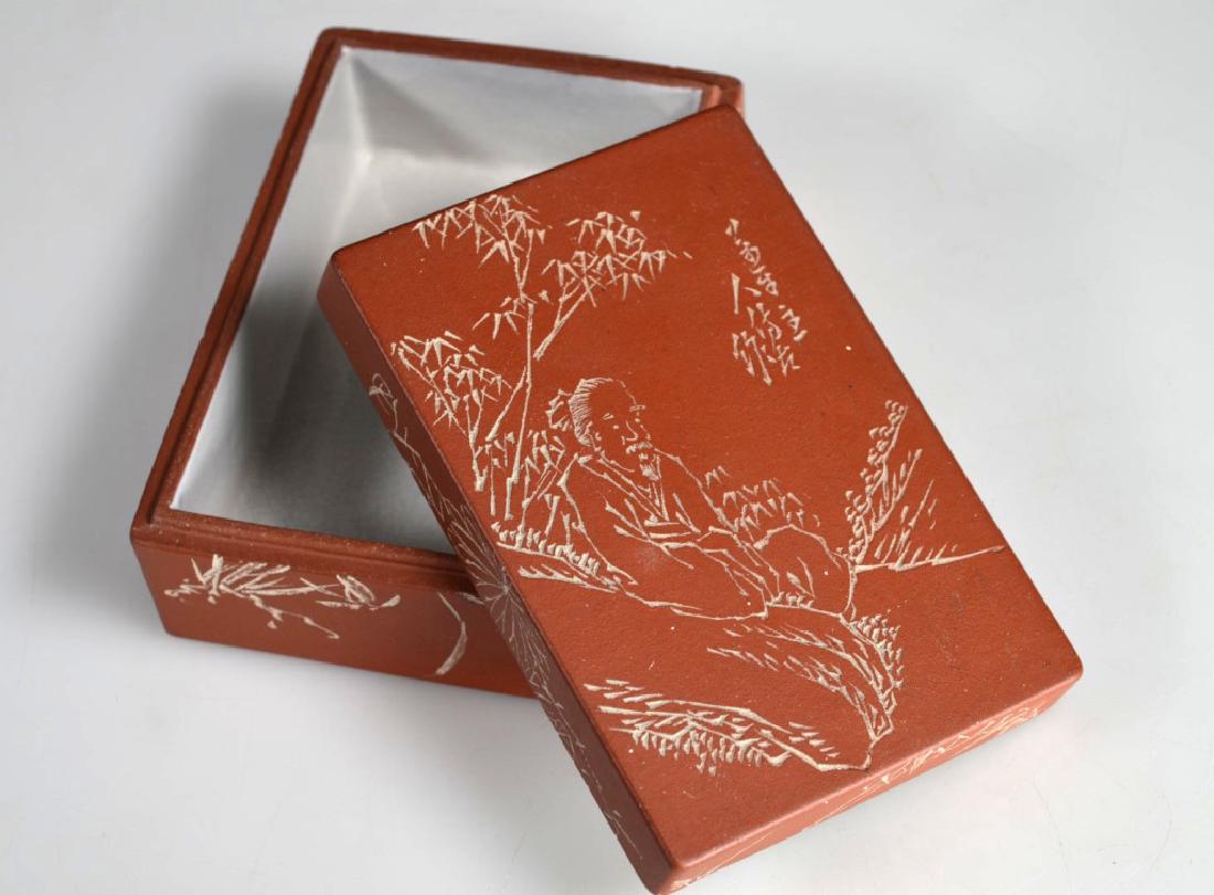 Chinese Incised & Enameled Yixing Box & Cover (1 of 9)