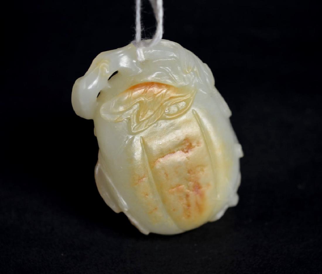 19th C Chinese Carved Jade Melon Pebble Pendant (1 of 6)