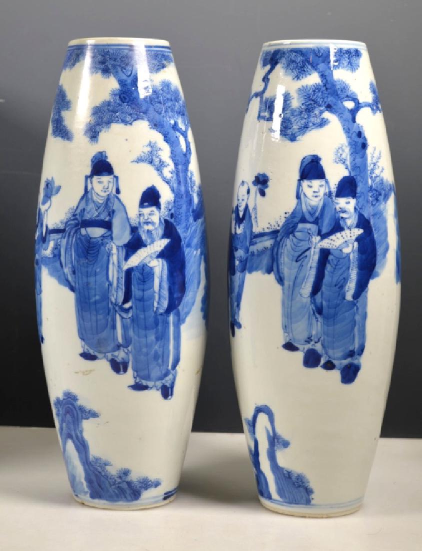 Pr Qing Chinese Blue & White Porcelain Vases (1 of 7)