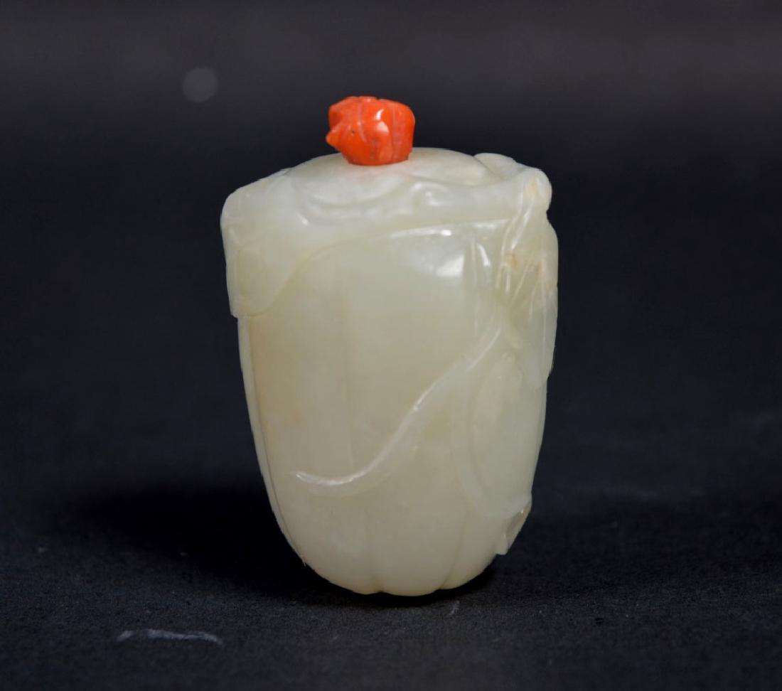 19th C Chinese Carved Jade "Melon" Snuff Bottle (1 of 7)