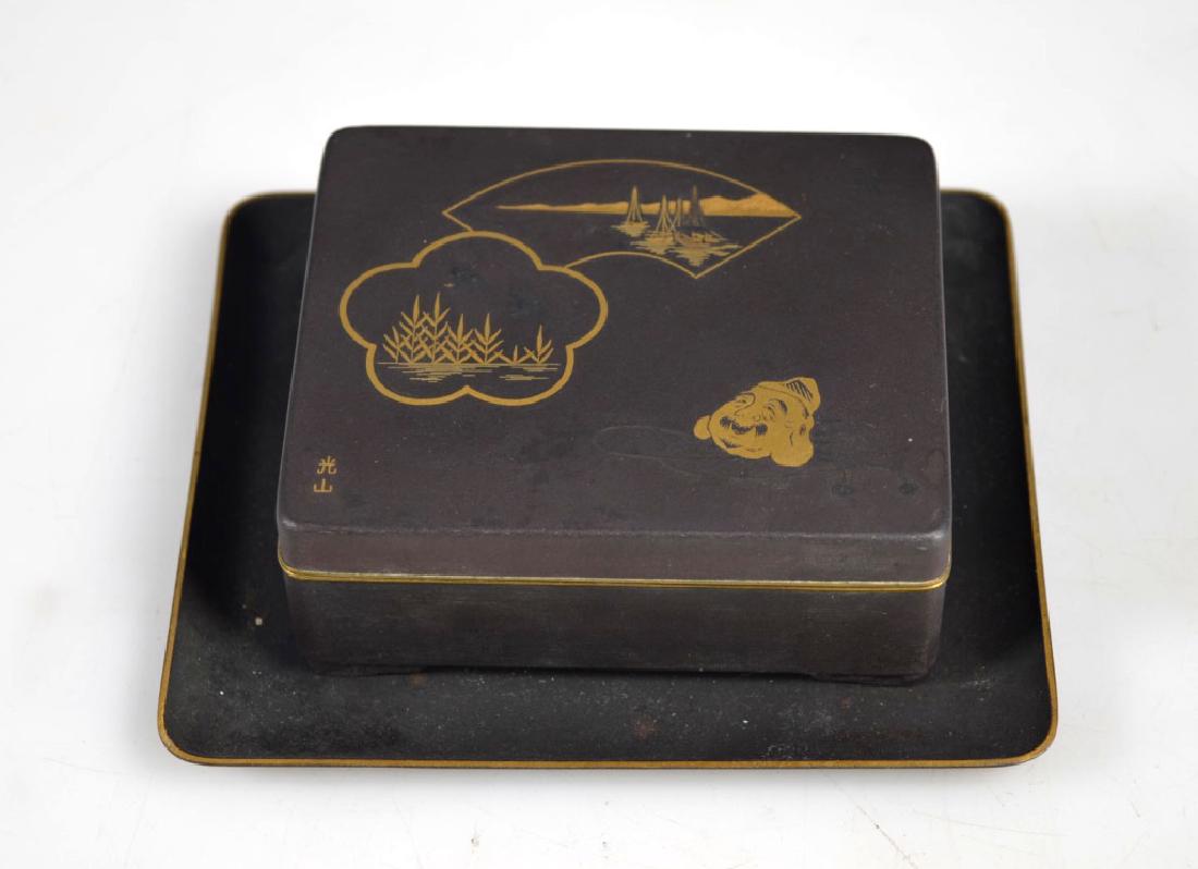 Antique Japanese Gold & Silver Inlay Iron Box Set (1 of 7)