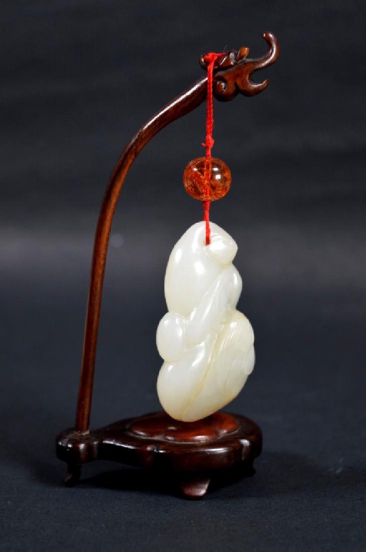 19th C Chinese Carved Jade Double Gourd Toggle (1 of 5)