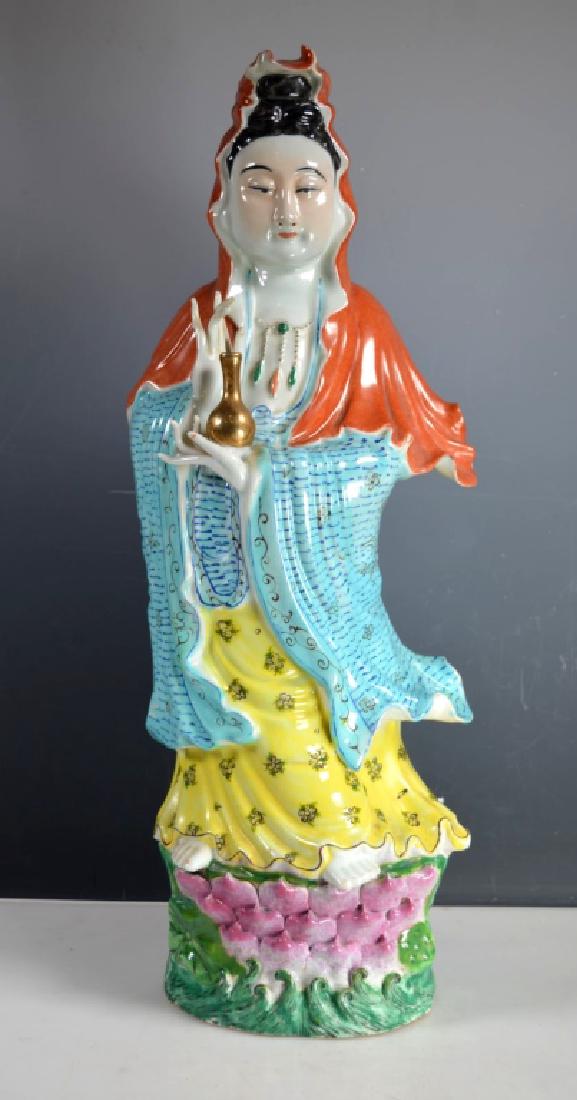 Fine Large Chinese Enameled Porcelain Guanyin (1 of 8)