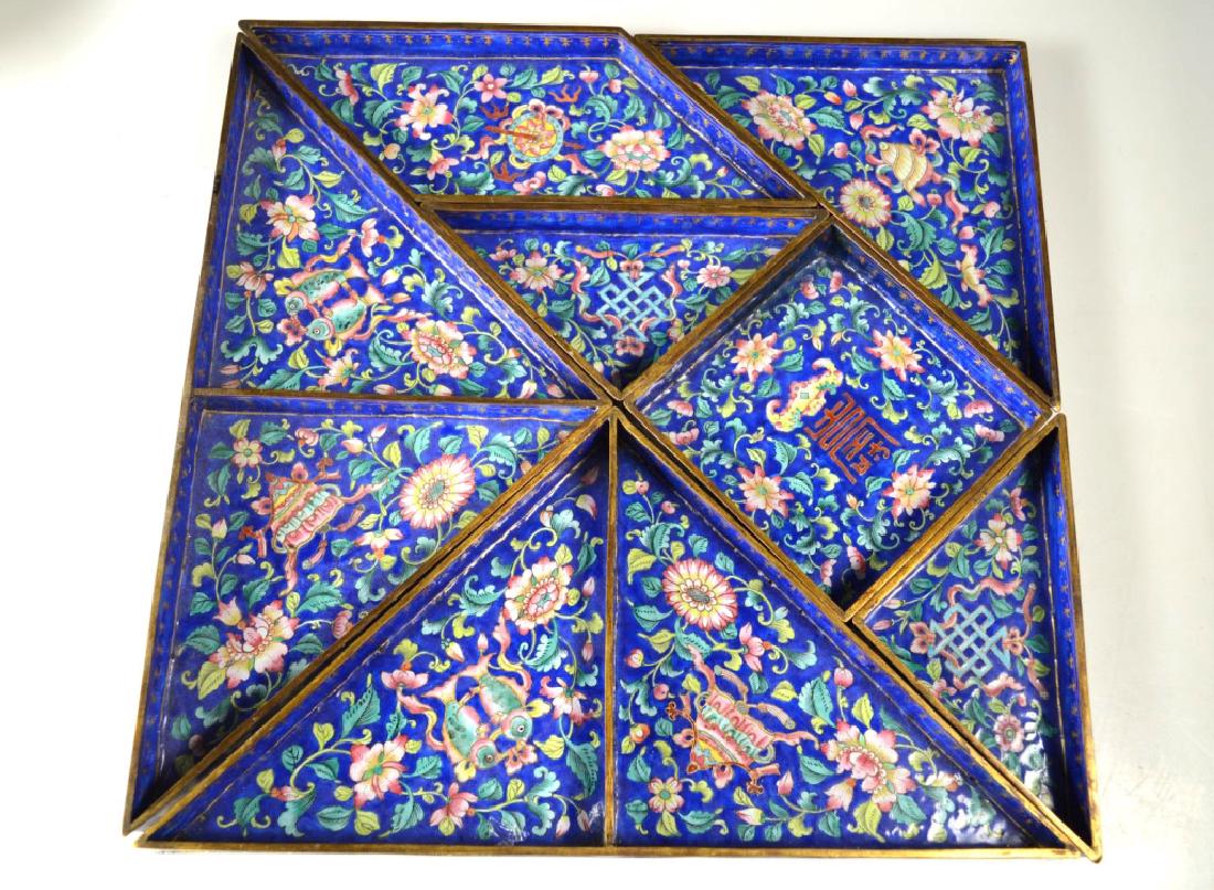 7-Board 19th C Canton Enamel Sweetmeat Set (1 of 9)